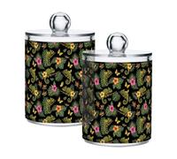 Fuauuyl Chameleons Qtip Holder Dispenser 2 Pack Plastic Apothecary Jar Storage Organization Bathroom Vanity Makeup Storage Organization for Cotton Ball Swab Pad