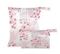 Fuauuyl Cherry Blossoms Wind Chimes Baby Cloth Diaper Bags, Waterproof Wet Dry Bag with Zippered Compartments for Beach Gym Pool Travel - 11.8 x 14.2in