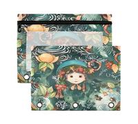 Fuauuyl Christmas Elf Pencil Pouch for 3 Ring Binder Clear Window Pencil Case for Binder Pencil Bags with Zipper -2 Pack