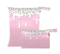 Fuauuyl Colorful Icing Dripping Baby Cloth Diaper Bags, Waterproof Wet Dry Bag with Zippered Compartments for Beach Gym Pool Travel - 11.8 x 14.2in