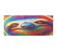 Fuauuyl Colourful Sloth Portrait Fitted Table Cover Rectangle Stretch Table Cloth for Dining Party Kitchen Banquet Picnic Camping, Machine Washable, 2.5x6 ft