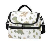 Fuauuyl Cute Dinosaur Insulated Lunch Bag for Women Men, Reusable Leakproof Lunch Box Double Deck Cooler Tote Bag Adult for Work Picnic Travel, 8L