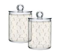 Fuauuyl Cute Giraffe Qtip Holder Dispenser 2 Pack Plastic Apothecary Jar Storage Organization Bathroom Vanity Makeup Storage Organization for Cotton Ball Swab Pad