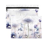 Fuauuyl Dandelion Flowers Pencil Pouch for 3 Ring Binder Clear Window Pencil Case for Binder Pencil Bags with Zipper -2 Pack