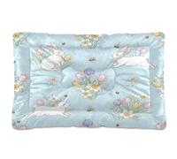 Fuauuyl Dog Bed Mat for Small Medium Dogs Washable Dog Sleeping Mattress | Bunny Flowers Anti-Slip Crate Pad 18x24 in