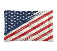 Fuauuyl Dog Bed Mat for Small Medium Dogs Washable Dog Sleeping Mattress | Grunge American Flag Anti-Slip Crate Pad 18x24 in