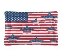 Fuauuyl Dog Bed Mat for Small Medium Dogs Washable Dog Sleeping Mattress | Grunge American Flag Anti-Slip Crate Pad 24x36 in