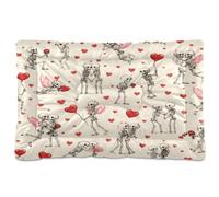 Fuauuyl Dog Bed Mat for Small Medium Dogs Washable Dog Sleeping Mattress | Skeleton Couple Anti-Slip Crate Pad 18x24 in