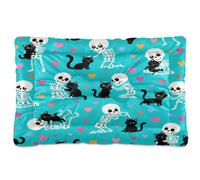 Fuauuyl Dog Bed Mat for Small Medium Dogs Washable Dog Sleeping Mattress | Skeletons Cats Anti-Slip Crate Pad 18x24 in