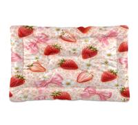 Fuauuyl Dog Bed Mat for Small Medium Dogs Washable Dog Sleeping Mattress | Strawberry Leopard Anti-Slip Crate Pad 18x24 in