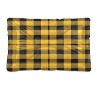 Fuauuyl Dog Bed Mat for Small Medium Dogs Washable Dog Sleeping Mattress | Yellow Black Plaid Anti-Slip Crate Pad 18x24 in
