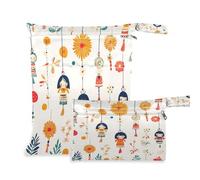 Fuauuyl Doll Wind Chime (1) Baby Cloth Diaper Bags, Waterproof Wet Dry Bag with Zippered Compartments for Beach Gym Pool Travel - 11.8 x 14.2in