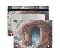 Fuauuyl Door to The Sky Pencil Pouch for 3 Ring Binder Clear Window Pencil Case for Binder Pencil Bags with Zipper -2 Pack