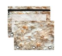 Fuauuyl _Dried White Spring Apple Flowers (1) Pencil Pouch for 3 Ring Binder Clear Window Pencil Case for Binder Pencil Bags with Zipper -2 Pack