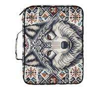 Fuauuyl Expandable File Folder Aztec Navajo Wolf Accordion File Folders with 6 Pockets & Labels, A4 Size Document Organizer Binder Bag with 500 Sheets Capacity for Home Office Travel