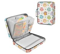Fuauuyl Expandable File Folder Cartoon Owls Accordion File Folders with 6 Pockets & Labels, A4 Size Document Organizer Binder Bag with 500 Sheets Capacity for Home Office Travel