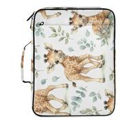 Fuauuyl Expandable File Folder Cute Little Giraffes Accordion File Folders with 6 Pockets & Labels, A4 Size Document Organizer Binder Bag with 500 Sheets Capacity for Home Office Travel