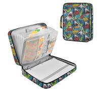 Fuauuyl Expandable File Folder Graffiti Shark Accordion File Folders with 6 Pockets & Labels, A4 Size Document Organizer Binder Bag with 500 Sheets Capacity for Home Office Travel