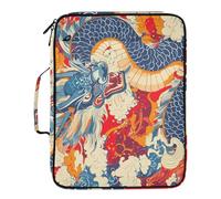 Fuauuyl Expandable File Folder Japanese Dragons Accordion File Folders with 6 Pockets & Labels, A4 Size Document Organizer Binder Bag with 500 Sheets Capacity for Home Office Travel