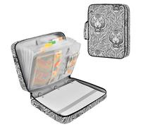 Fuauuyl Expandable File Folder Tiger Print Accordion File Folders with 6 Pockets & Labels, A4 Size Document Organizer Binder Bag with 500 Sheets Capacity for Home Office Travel