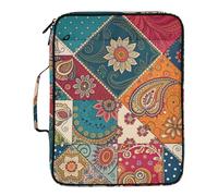 Fuauuyl Expandable File Folder Tribal Patchwork Kantha Accordion File Folders with 6 Pockets & Labels, A4 Size Document Organizer Binder Bag with 500 Sheets Capacity for Home Office Travel