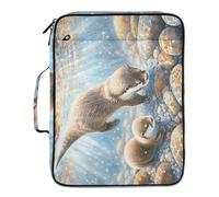 Fuauuyl Expandable File Folder Underwater Cute Otter Accordion File Folders with 6 Pockets & Labels, A4 Size Document Organizer Binder Bag with 500 Sheets Capacity for Home Office Travel
