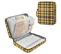 Fuauuyl Expandable File Folder Yellow Black Plaid Accordion File Folders with 6 Pockets & Labels, A4 Size Document Organizer Binder Bag with 500 Sheets Capacity for Home Office Travel