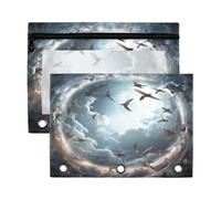 Fuauuyl Heaven Cloud Bird Pencil Pouch for 3 Ring Binder Clear Window Pencil Case for Binder Pencil Bags with Zipper -2 Pack