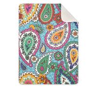 Fuauuyl Indian Paisley Baby Blanket for Newborn Boys Girls, Ultra Soft Warm Cozy Bed Throws Blanket Double Layer Newborn Receiving Blanket 30 x 40 Inch
