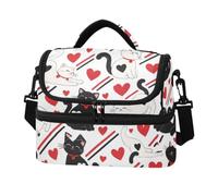 Fuauuyl Love Cats Insulated Lunch Bag for Women Men, Reusable Leakproof Lunch Box Double Deck Cooler Tote Bag Adult for Work Picnic Travel, 8L