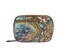 Fuauuyl Magic Forest Mushrooms Pill Case Weekly Pill Box Portable Travel | Pill Bag Organizer with Zipper for Vitamins, Medication and Supplements
