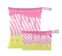 Fuauuyl Melting Icing Baby Cloth Diaper Bags, Waterproof Wet Dry Bag with Zippered Compartments for Beach Gym Pool Travel - 11.8 x 14.2in