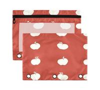 Fuauuyl Minimalist Apple Pencil Pouch for 3 Ring Binder Clear Window Pencil Case for Binder Pencil Bags with Zipper -2 Pack