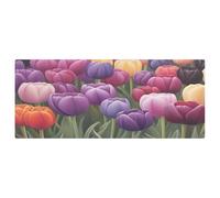 Fuauuyl Purple Tulips in A Field Fitted Table Cover Rectangle Stretch Table Cloth for Dining Party Kitchen Banquet Picnic Camping, Machine Washable, 2.5x6 ft