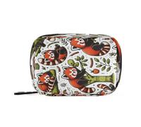Fuauuyl Red Panda Doodle Pill Case Weekly Pill Box Portable Travel | Pill Bag Organizer with Zipper for Vitamins, Medication and Supplements