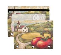 Fuauuyl Snack and Apple Pencil Pouch for 3 Ring Binder Clear Window Pencil Case for Binder Pencil Bags with Zipper -2 Pack