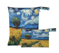Fuauuyl Van Gogh's Fields (1) Baby Cloth Diaper Bags, Waterproof Wet Dry Bag with Zippered Compartments for Beach Gym Pool Travel - 11.8 x 14.2in