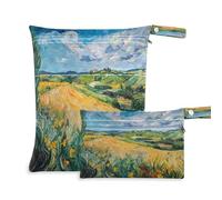Fuauuyl Van Gogh's Fields Baby Cloth Diaper Bags, Waterproof Wet Dry Bag with Zippered Compartments for Beach Gym Pool Travel - 11.8 x 14.2in