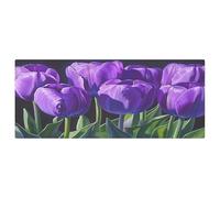 Fuauuyl Vibrant Purple Tulips Fitted Table Cover Rectangle Stretch Table Cloth for Dining Party Kitchen Banquet Picnic Camping, Machine Washable, 2.5x6 ft