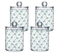 Fuauuyl Watercolor Dragon Qtip Holder Dispenser 4 Pack Plastic Apothecary Jar Storage Organization Bathroom Vanity Makeup Storage Organization for Cotton Ball Swab Pad