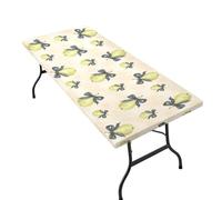 Fuauuyl Watercolor Pears Bows Fitted Table Cover Rectangle Stretch Table Cloth for Dining Party Kitchen Banquet Picnic Camping, Machine Washable, 2.5x6 ft