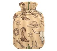Fuauuyl Western Symbol Hot Water Bottle with Soft Fleece Cover 1L | Hot Water Bag for Neck and Shoulder Pain Relief Hot and Cold Therapies