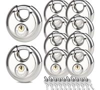 Fuaxat 10Pack Disc Locks Keyed Alike, 2-3/4"(70mm) Storage Locks for Storage Unit, Outdoor Waterproof Stainless Steel Padlocks for Storage Locker, Shed, Gate, Fence, Heavy Duty Discus Keyed Pad Lock