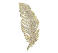 FUBAOLIN Crystal Feather Brooch Pin Rhinestones Lapel Pin for Women Girls,Scarf Shawl Costume Safe Pins Clip for Wedding Party Prom Jewelry Gifts