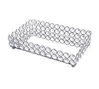 Fubdnefvo Crystal Cosmetic Tray Jewelry Trinket Organizer Mirror Decorative Tray Perfume Care Organizer(Silver)
