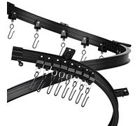 Fubeasi Black Flexible Bendable Ceiling Curtain Track, Curved Ceiling Track for Curtains, Room Divider Ceiling Track Rail System with Hooks(3 m/ 9.8 ft)