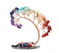 FUBESK 1 pcs Quartz Crystal chakra tree, Healing Crystals Gemstones Feng Shui Tree with Agate Base, DIY Natural Tumbled Stones Money Tree of Life Figurines for Home Office Decoration(seven colors)