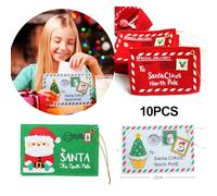 FUBESK 10Pcs Felt Christmas Envelope Ornaments for Tree Decoration, Santa Card Holder Bags with Hanging Rope, Red White Green Holiday Embroidered Letters to Santa, 12x8cm (P)