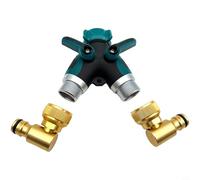 FUBESK 2-Way Garden Hose Splitter Featuring 360 Degree Rotation and 90 Degree Adjustable Nipple, Quick for Connect Zinc Alloy Water Divider Outdoor Use, Teal