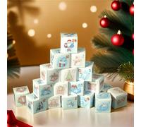 FUBESK 24 Pcs Christmas Advent Calendar Boxes 7x7x7cm Paper Present Boxes for Filling with Treats Chocolates or Small Presents Countdown to Xmas Decorations (E)
